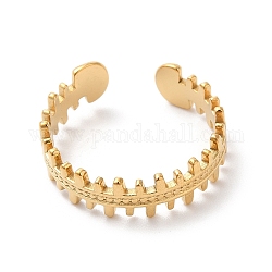 Chapado en iones (ip) 304 anillo de puño abierto con forma de cremallera de acero inoxidable para mujer, dorado, nosotros tamaño 8 1/2 (18.5 mm)