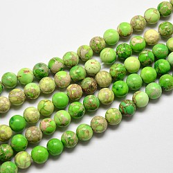 Brins de perles de jaspe impérial naturel, ronde, teinte, lime, 8mm, Trou: 1mm, Environ 48 pcs/chapelet, 15.7 pouce