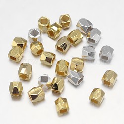 Perles d'espacement en laiton à facettes, couleur mixte, 3x3mm, Trou: 1.5mm