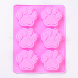 Moldes de silicona de grado alimenticio, moldes de fondant, para decoración de pasteles diy, chocolate, Molde de caramelo, pata de perro, rosa, 180x137x15.5mm