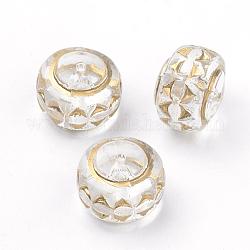 Perles acryliques transparentes, métal doré enlaça, tambour, clair, 18.5x13.5mm, Trou: 2mm, environ 160 pcs/500 g