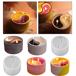 Taichi yin yang bricolage bougie tasses moules en silicone, Bougie d'aromathérapie créative, fourniture de tasse de ciment, tasses de bougie en béton, moules en résine, blanc, 9.5x5.7 cm, Diamètre intérieur: 8 cm