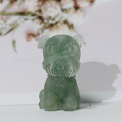 Décorations d'exposition artisanales en puces d'aventurine verte naturelle et en résine, figurine de chien schnauzer, pour la maison ornement feng shui, 42x26x28mm