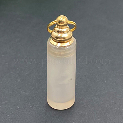 天然瑪瑙の香水瓶ペンダント  ゴールドトーンのメタルカバー付き  コラム  42x12mm