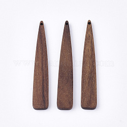 Ciondoli grandi in legno di noce non tinto, lacrima, sella marrone, 54x9x3mm, Foro: 1.2 mm