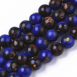 Hebras de perlas de lapislázuli y broncita natural ensambladas, redondo, 6mm, agujero: 1.4 mm, aproximamente 62~63 pcs / cadena, 14.96 pulgada (38 cm)