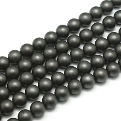 Bereift unmagnetische synthetischen Hämatit runde Perle Stränge, Klasse AA, 3 mm, Bohrung: 0.8 mm, ca. 133 Stk. / Strang, 16 Zoll