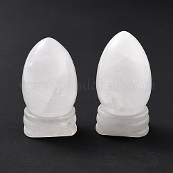Cuarzo natural de display de cristal decoraciones, con base, piedra en forma de huevo, 56mm, huevo: 47x30mm