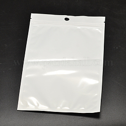 パールフィルムpvcジップロックバッグ  再封可能な包装袋  ハングホール付き  トップシール  長方形  ホワイト  26x16cm