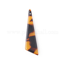 Ciondoli acrilico, triangolo, sella marrone, 40x10.5x2.5mm, Foro: 1 mm