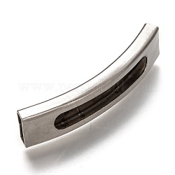 Encantos de la diapositiva de 304 acero inoxidable, tubo curvado, color acero inoxidable, 38x8.5x3.5mm, agujero: 7.5x2.5 mm
