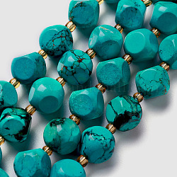 Synthetischen howlite Perlenstränge, gefärbt, mit Glasperlen, sechsseitige Himmelswürfel, 6~6.5x6~6.5x6~6.5 mm, Bohrung: 0.5 mm, ca. 50 Stk. / Strang, 16 Zoll (40.64 cm)