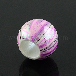 AB Color Line Printed Acrylic Beads, Plastic Large Hole Rondelle Beads, Dark Violet, 15.5x12mm, Hole: 8mm, about 270pcs/500g