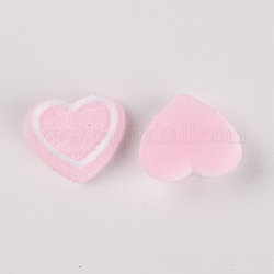 Cabochon in resina accessori, smerigliato, imitazione caramelle ai frutti di bosco, cuore, roso, 15x17x5.5mm