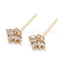 Épingles à tête de couronne en laiton et zircone cubique, pour la fabrication de perles baroques, véritable 18k plaqué or, 20x9.5x2.5mm, pin: 0.6 mm