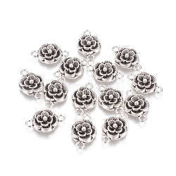 Collegamenti stile tibetano / connettori,  piombo e cadmio libero, fiore, argento antico, 12x3.5mm, Foro: 2 mm