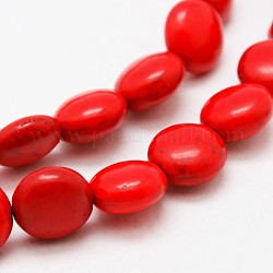 Flat Round Synthetic Turquoise Beads Strands, Dyed, Red, 16x6mm, Hole: 1mm, about 25pcs/strand, 15.7 inch