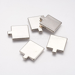 Pendentifs en plastique CCB, carrée, platine, 36x30x4mm, Trou: 2mm