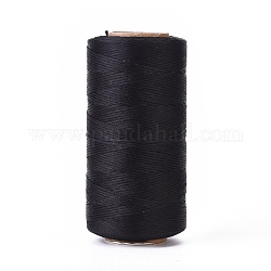 Cordon de polyester ciré, cordon micro macramé, fil à coudre ciré, plat, noir, 0.8mm, environ 284.33 yards (260 m)/rouleau