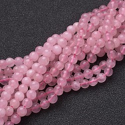 Natural Rose Quartz Beads Strands, Round, 4mm, Hole: 0.8mm, about 85~90pcs/Strand, 15~16 inch