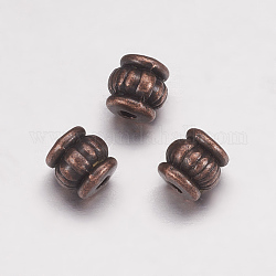 Perles de style tibétain, Sans cadmium & sans nickel & sans plomb, baril, cuivre rouge, 5x5x5mm, Trou: 1.5mm