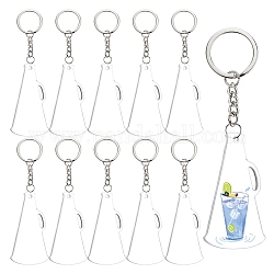 DIY Keychain Making, with Transparent Trumpet Blank Acrylic Pendants, 304 Stainless Steel Open Jump Rings, Iron Keychain Ring, Clear, 118x72x35mm