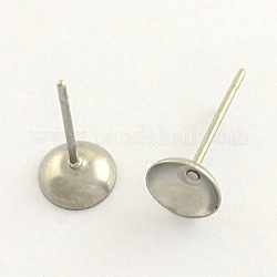 Accessoires de clous d'oreilles en 304 acier inoxydable, couleur inoxydable, 6mm, pin: 0.8 mm