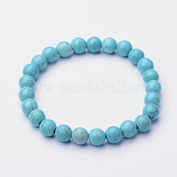 Turquoise synthétique bracelets en perles extensibles, 52mm
