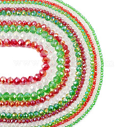 Pandahall 12 Strand 12 Styles Transparent Electroplate Glass Beads Strands, AB Color Plated, Faceted, Rondelle, Mixed Color, 3~8x2~6mm, Hole: 0.4~1mm, about 72~199pcs/strand, 15~16.1 inch(38~41cm), 1 Strand/style