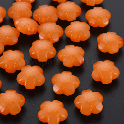 Perles en acrylique de gelée d'imitation, fleur, facette, orange foncé, 17x17.5x10mm, Trou: 2mm, environ 340 pcs/500 g
