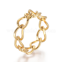 Унисекс 304 кольцо из нержавеющей стали, широкая полоса кольца, золотые, Размер 7, 17 мм