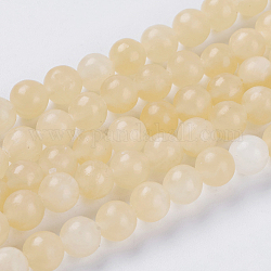 Chapelets de perles en jade topaze naturelle, ronde, jaune, 10mm, Trou: 1mm