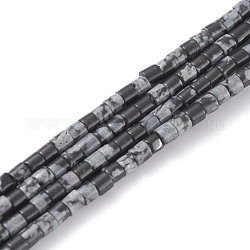 Naturschneeflocke Obsidian Perlen Stränge, Kolumne, 2x2 mm, Bohrung: 0.8 mm, ca. 154~160 Stk. / Strang, 15.16~15.75 Zoll (38.5~40 cm)