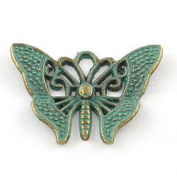 Papillon pendentifs en alliage de zinc, Sans cadmium & sans nickel & sans plomb, bronze antique et patine verte, 23x31x3mm, Trou: 4x3mm