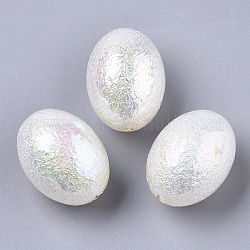 Perles d'imitation perles en plastique ABS, perles texturées, de couleur plaquée ab , ovale, blanc crème, 23x17.5mm, Trou: 1.8mm, environ 120 pcs/500 g
