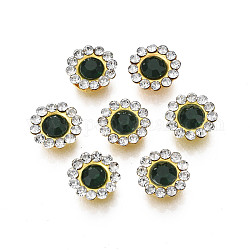 Sew on Rhinestone, Transparent Glass Rhinestone, with Iron Prong Settings, Faceted, Flower, Emerald, 9x4mm, Hole: 1.2mm