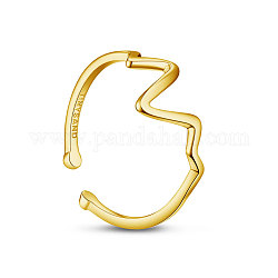 TinySand 925 Manschettenfingerringe aus Sterlingsilber, Herzschlag, golden, uns Größe 7 1/4 (17.5mm)
