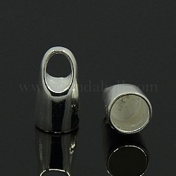Brass Cord Ends, Silver, 16x8x8mm, Hole: 7mm