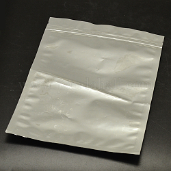 Sacs de serrure de fermeture éclair de PVC de papier d'aluminium, sacs d'emballage refermables, joint haut, sac auto-scellant, rectangle, couleur d'argent, 13x7 cm