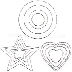 Pandahall 12 шт. металлические кольца обручи, Звезда / сердце / круглые кольца макраме ремесленные кольца цветочный обруч для венков проекты макраме ловец снов изготовление, 4 шт / размер