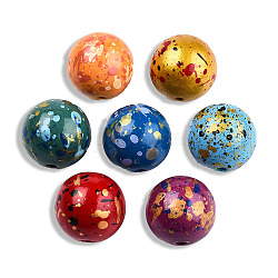 Spruzzare perle di resina dipinte, tondo, colore misto, 20x19mm, Foro: 2~2.4 mm