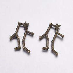 Сплав кабошонов, знак созвездия / зодиака, античная бронза, Близнецы, 20.5x16x3 мм