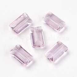 Imitazione branelli di cristallo austriaco, grado aaa, sfaccettato, rettangolo, perla rosa, 6x12x5mm, Foro: 0.7~0.9 mm