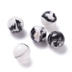 Perles de jaspe zébrées naturel, pas de trous / non percés, pour création de fil enroulé pendentif , ronde, 20mm