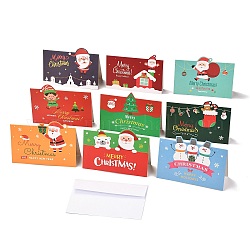 Рождественские тематические поздравительные открытки, с белыми пустыми конвертами, рождественские подарочные карты, разноцветные, Смешанные узоры, 100x140x0.3 мм