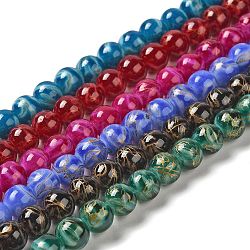 Hilos de perlas de vidrio pintado para hornear, redondo, color mezclado, 8x7.5mm, agujero: 1 mm, aproximamente 48 pcs / cadena, 14.57'' (37 cm)