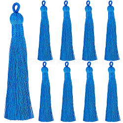 Sunnyclue 1 boîte de 10 pompons bleus en vrac faits à la main en nylon, grand marque-page avec boucle de suspension pour la fabrication de bijoux, porte-clés, bracelet, collier, boucle d'oreille, sac à main, accessoires artisanaux