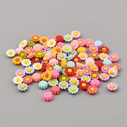 Непрозрачные кабошоны из смолы, цветок, разноцветные, 6x2.5 мм, около 100 шт / упаковка