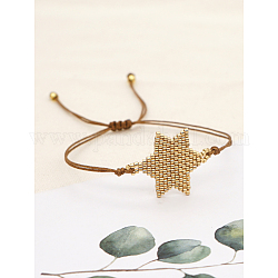 Плетеный браслет из стеклянных бусинок miyuki, регулируемый браслет для женщин, золотые, 11 дюйм (28 см)