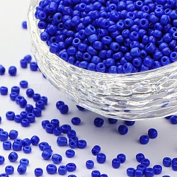 (servicio de reempaquetado disponible) perlas de vidrio, colores opacos semilla, pequeñas cuentas artesanales para hacer joyas de diy, redondo, azul, 12/0, 2mm, aproximamente 12 g / bolsa